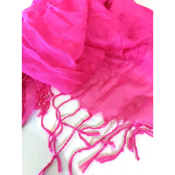 Pink Scarf Fringe Rectangle 66" X 24 Lightweight - Picture 5 of 7
